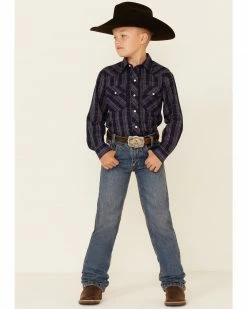 Roper Boys' Multi Windowpane Plaid Long Sleeve Snap Western Shirt Navy 8 Roper Boys' Multi Windowpane Plaid Long Sleeve Snap Western Shirt Navy -Roper Shop 2000353941 410 P2