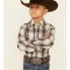 Roper Boys' Grey Smoke Ombre Plaid Long Sleeve Snap Western Shirt  -Roper Shop 2000353946 020 P1