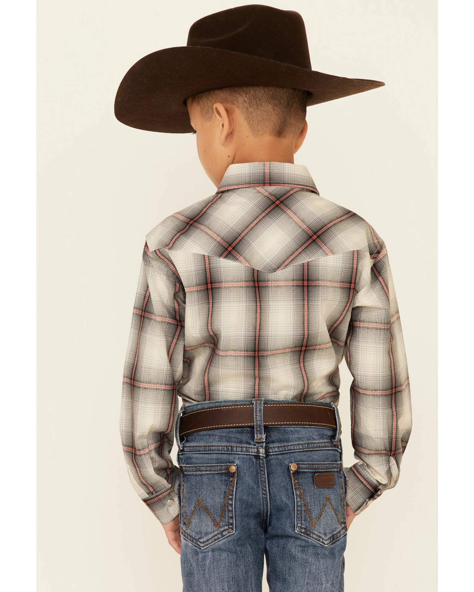 Roper Boys' Grey Smoke Ombre Plaid Long Sleeve Snap Western Shirt 6 Roper Boys' Grey Smoke Ombre Plaid Long Sleeve Snap Western Shirt - Image 4