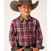 Roper Boys' Red Rock Plaid Long Sleeve Snap Western Shirt 1 Roper Boys' Red Rock Plaid Long Sleeve Snap Western Shirt -Roper Shop 2000353947 600 P1