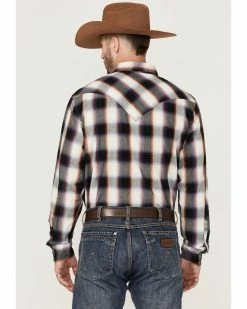 Roper Men's Black Large Ombre Plaid Long Sleeve Snap Western Shirt  -Roper Shop 2000354124 001 P4
