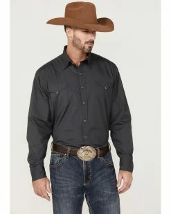 Roper Men's Charcoal Popiln Long Sleeve Snap Western Shirt  -Roper Shop 2000354125 022 P1 1