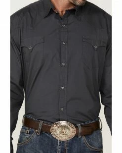 Roper Men's Charcoal Popiln Long Sleeve Snap Western Shirt  -Roper Shop 2000354125 022 P3
