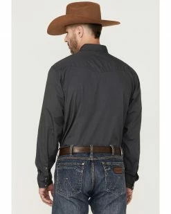 Roper Men's Charcoal Popiln Long Sleeve Snap Western Shirt  -Roper Shop 2000354125 022 P4
