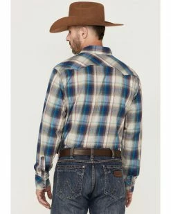 Roper Men's Denim Dobby Large Plaid Long Sleeve Snap Western Shirt Blue 10 Roper Men's Denim Dobby Large Plaid Long Sleeve Snap Western Shirt Blue -Roper Shop 2000354129 400 P4
