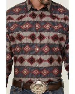 Roper Men's Red Horizontal Southwestern Stripe Long Sleeve Snap Western Shirt 9 Roper Men's Red Horizontal Southwestern Stripe Long Sleeve Snap Western Shirt -Roper Shop 2000354130 600 P3