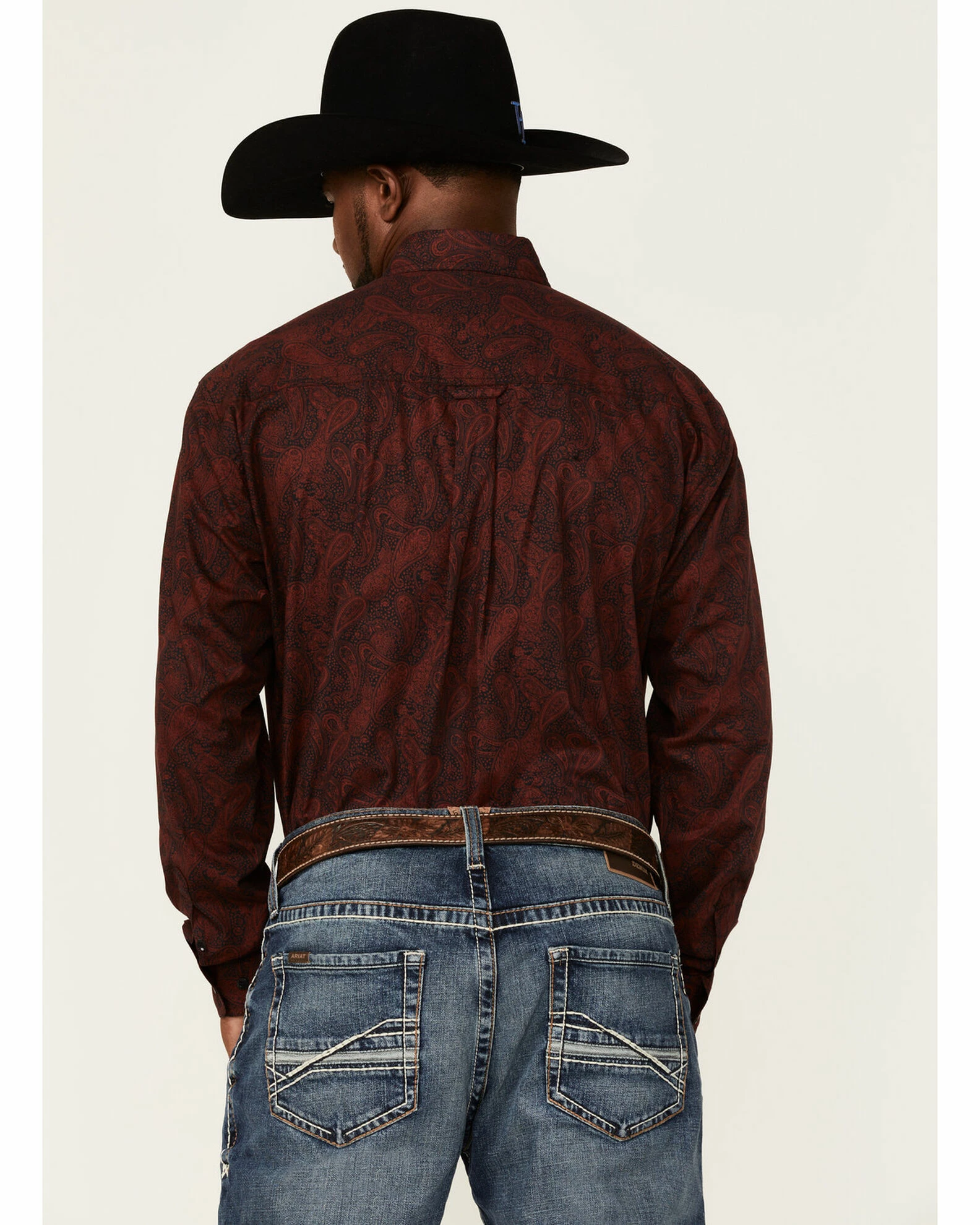 Roper Men's Wine Oakleaf Paisley Print Long Sleeve Button-Down Western Shirt 6 Roper Men's Wine Oakleaf Paisley Print Long Sleeve Button-Down Western Shirt - Image 4