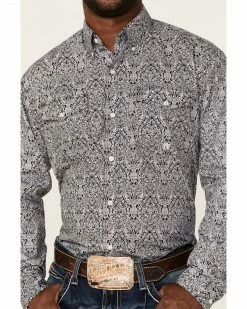 Roper Men's Black Hills Medallion Paisley Print Long Sleeve Button-Down Western Shirt  -Roper Shop 2000354133 001 P3