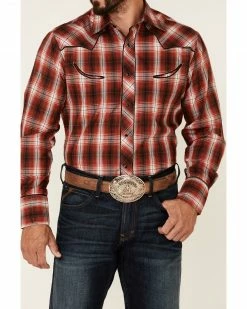 Roper Men's Red Fancy Plaid Long Sleeve Snap Western Shirt  -Roper Shop 2000354134 600 P3