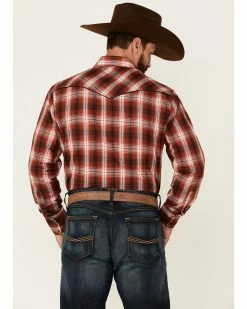 Roper Men's Red Fancy Plaid Long Sleeve Snap Western Shirt  -Roper Shop 2000354134 600 P4