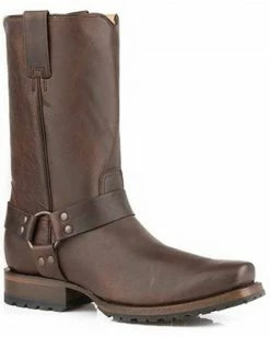 Roper Men's Brown Biker Lug Western Boots - Square Toe