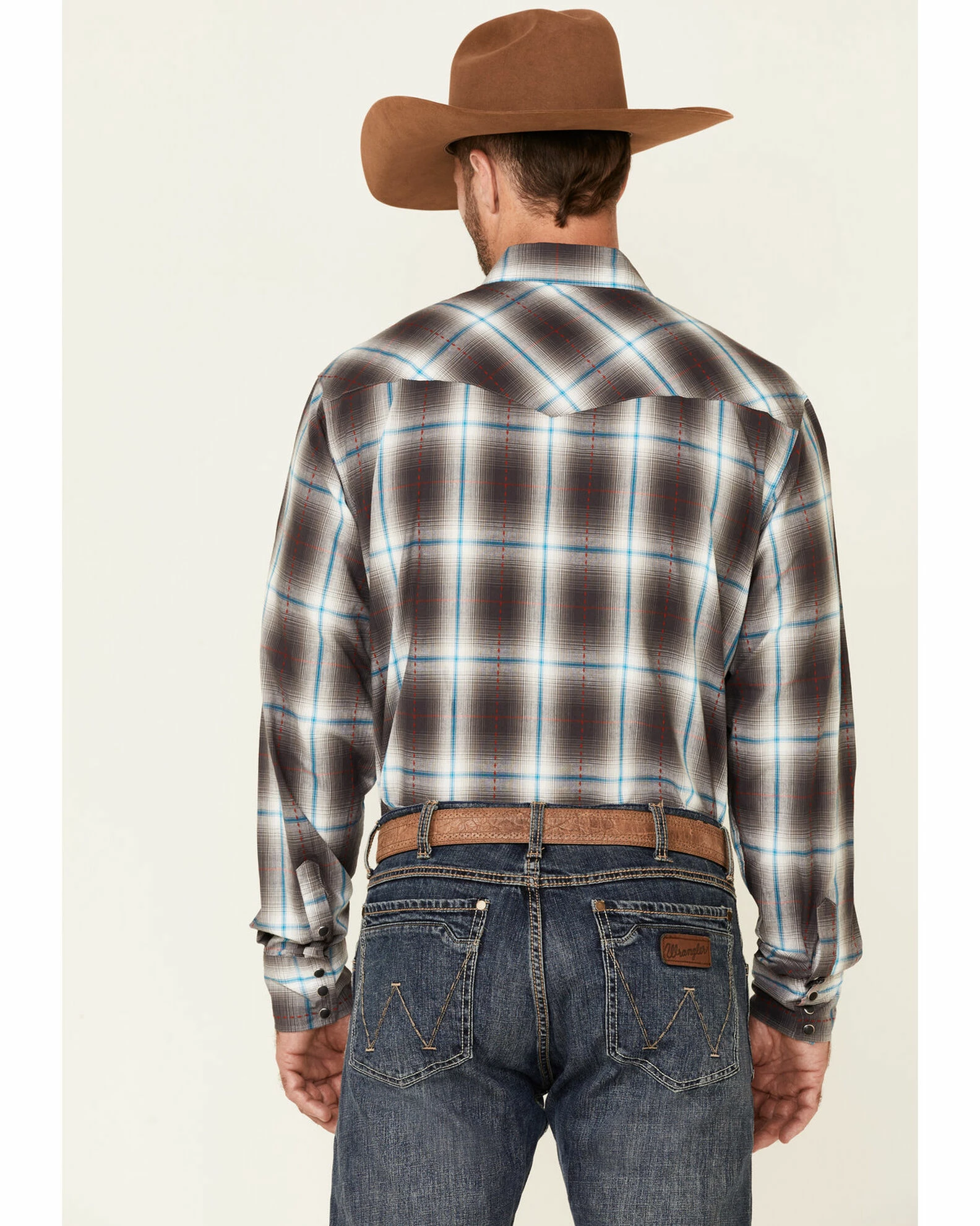 Roper Men's Cinder Large Plaid Long Sleeve Snap Western Shirt Blue 6 Roper Men's Cinder Large Plaid Long Sleeve Snap Western Shirt Blue - Image 4