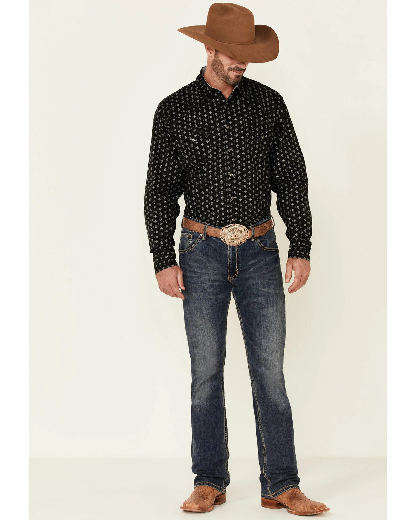 Roper Men's Navy Diamond Southwestern Stripe Long Sleeve Snap Western Shirt 4 Roper Men's Navy Diamond Southwestern Stripe Long Sleeve Snap Western Shirt - Image 2