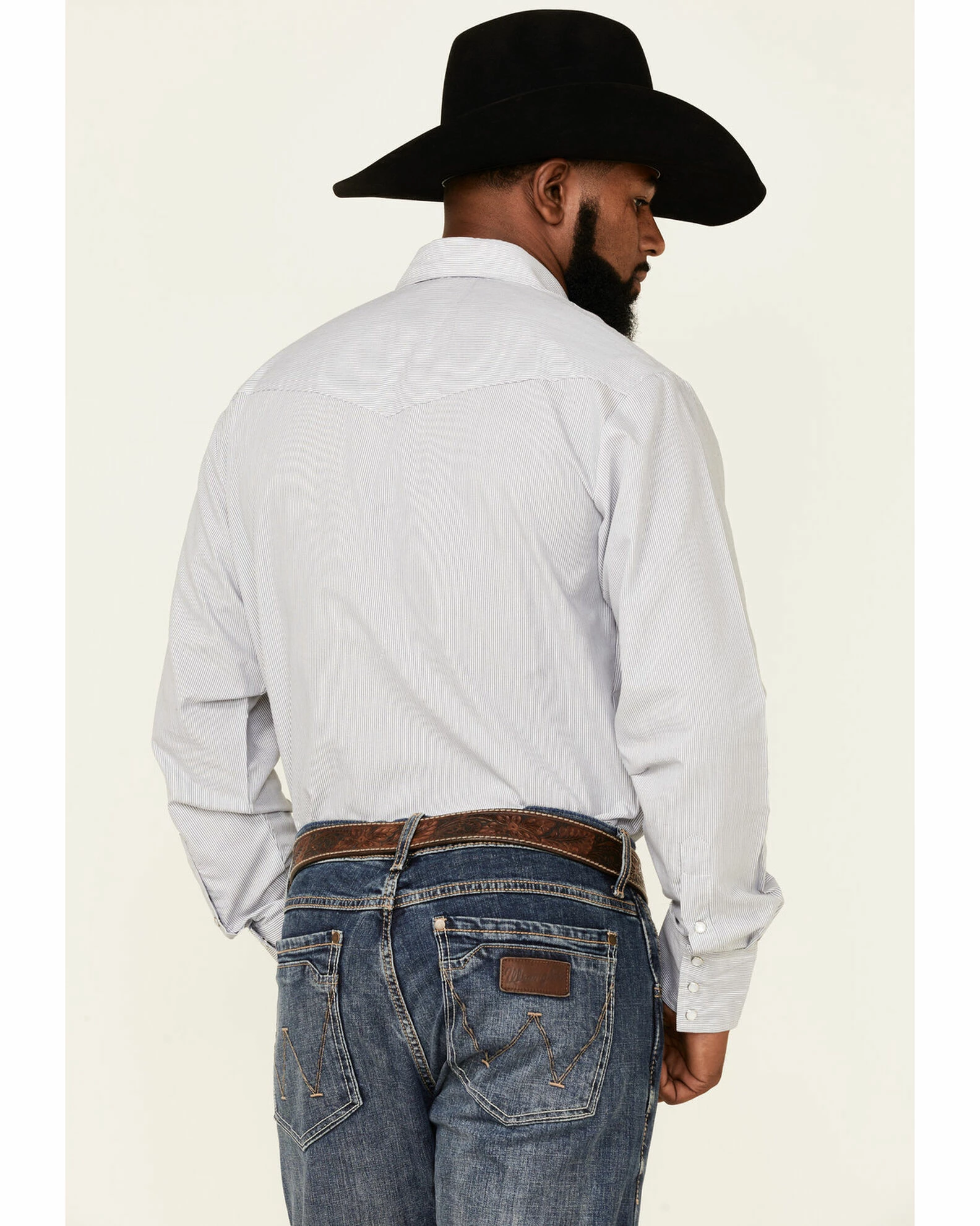 Roper Men's Pin Stripe Long Sleeve Snap Western Shirt Blue 6 Roper Men's Pin Stripe Long Sleeve Snap Western Shirt Blue - Image 4