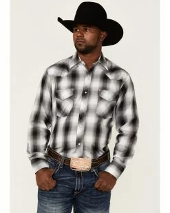 Roper Men's Multi Large Plaid Long Sleeve Snap Western Shirt Black