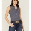 Roper Women's Amarillo Poplin Sleeveless Snap Western Shirt Navy 2 Roper Women's Amarillo Poplin Sleeveless Snap Western Shirt Navy -Roper Shop 2000358897 410 P1