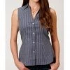 Roper Women's Amarillo Poplin Sleeveless Snap Western Shirt - Plus Navy