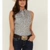 Roper Women's Paisley Print Sleeveless Snap Western Shirt White 1 Roper Women's Paisley Print Sleeveless Snap Western Shirt White -Roper Shop 2000358899 100 P1