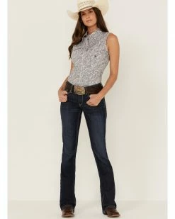 Roper Women's Paisley Print Sleeveless Snap Western Shirt  White -Roper Shop 2000358899 100 P4