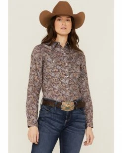 Roper Women's Country Roads Paisley Print Long Sleeve Western Snap Shirt Navy -Roper Shop 2000358900 410 P1 1