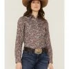 Roper Women's Country Roads Paisley Print Long Sleeve Western Snap Shirt Navy -Roper Shop 2000358900 410 P1