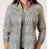Roper Women's Southwestern Print Long Sleeve Snap Western Shirt - Plus Grey -Roper Shop 2000358909 020 P1