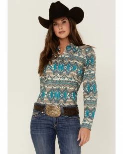 Roper Women's Southwestern Print Long Sleeve Snap Western Shirt Brown 11 Roper Women's Southwestern Print Long Sleeve Snap Western Shirt Brown -Roper Shop 2000358910 200 P1 1