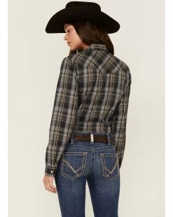 Roper Women's Plaid Print Long Sleeve Snap Western Shirt Navy 9 Roper Women's Plaid Print Long Sleeve Snap Western Shirt Navy -Roper Shop 2000358913 410 P3