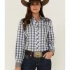 Roper Women's Plaid Print Long Sleeve Western Snap Shirt Blue -Roper Shop 2000358918 400 P1