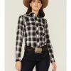 Roper Women's Plaid Print Long Sleeve Western Snap Shirt Black -Roper Shop 2000358920 001 P1
