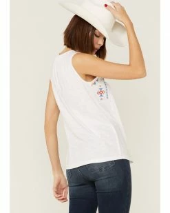 Roper Women's Sleeveless Cross-Stitch Embroidered Southwestern Peasant Top White -Roper Shop 2000358929 100 P3