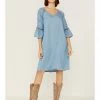 Roper Women's Southwestern Embroidered Bell Sleeve Denim Dress Blue 2 Roper Women's Southwestern Embroidered Bell Sleeve Denim Dress Blue -Roper Shop 2000358930 400 P1