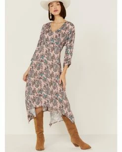 Roper Women's Romantic Prairie Paisley Print Midi Dress Pink 8 Roper Women's Romantic Prairie Paisley Print Midi Dress Pink -Roper Shop 2000358932 650 P1 1