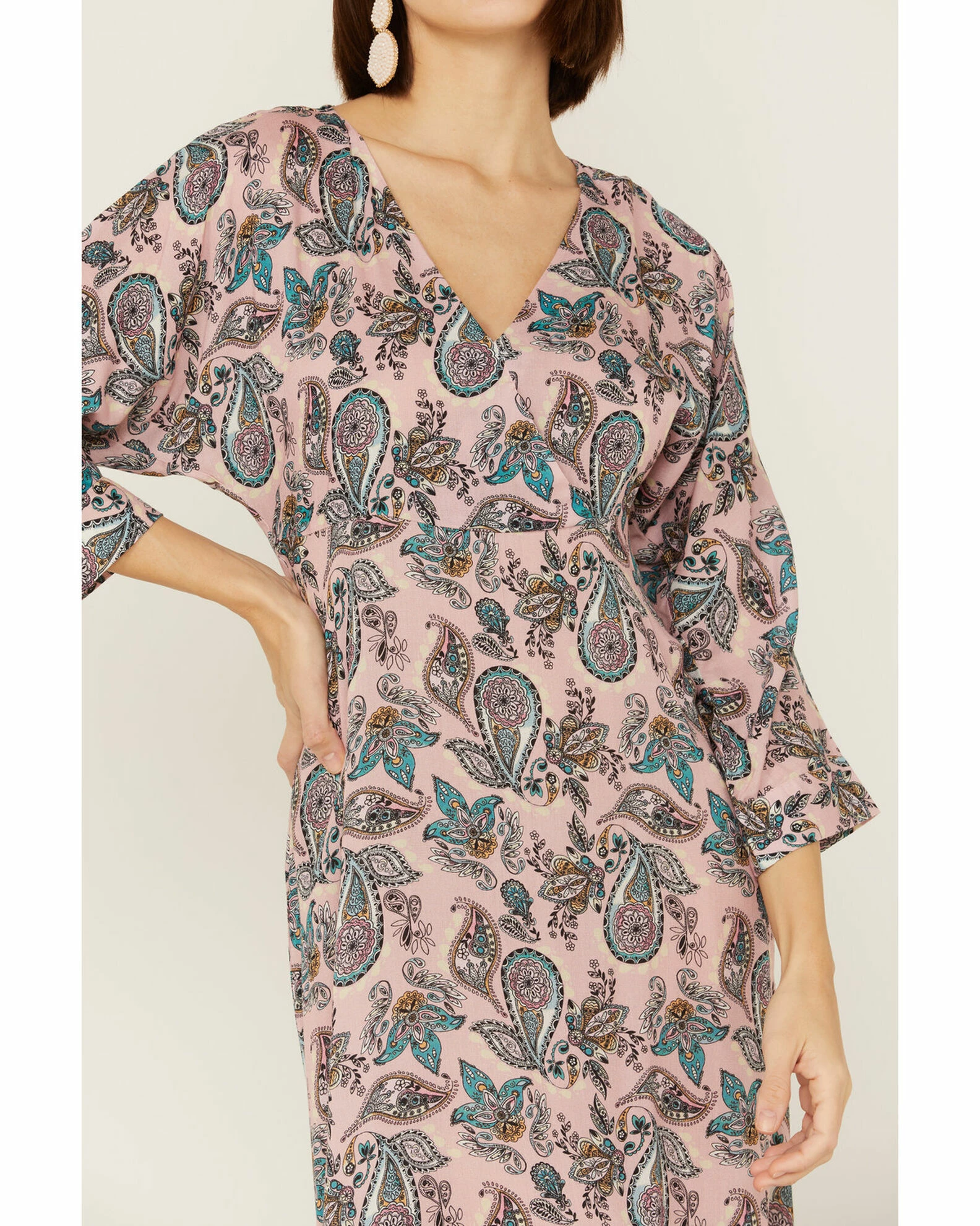 Roper Women's Romantic Prairie Paisley Print Midi Dress Pink 3 Roper Women's Romantic Prairie Paisley Print Midi Dress Pink - Image 2