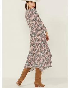 Roper Women's Romantic Prairie Paisley Print Midi Dress Pink 7 Roper Women's Romantic Prairie Paisley Print Midi Dress Pink -Roper Shop 2000358932 650 P3