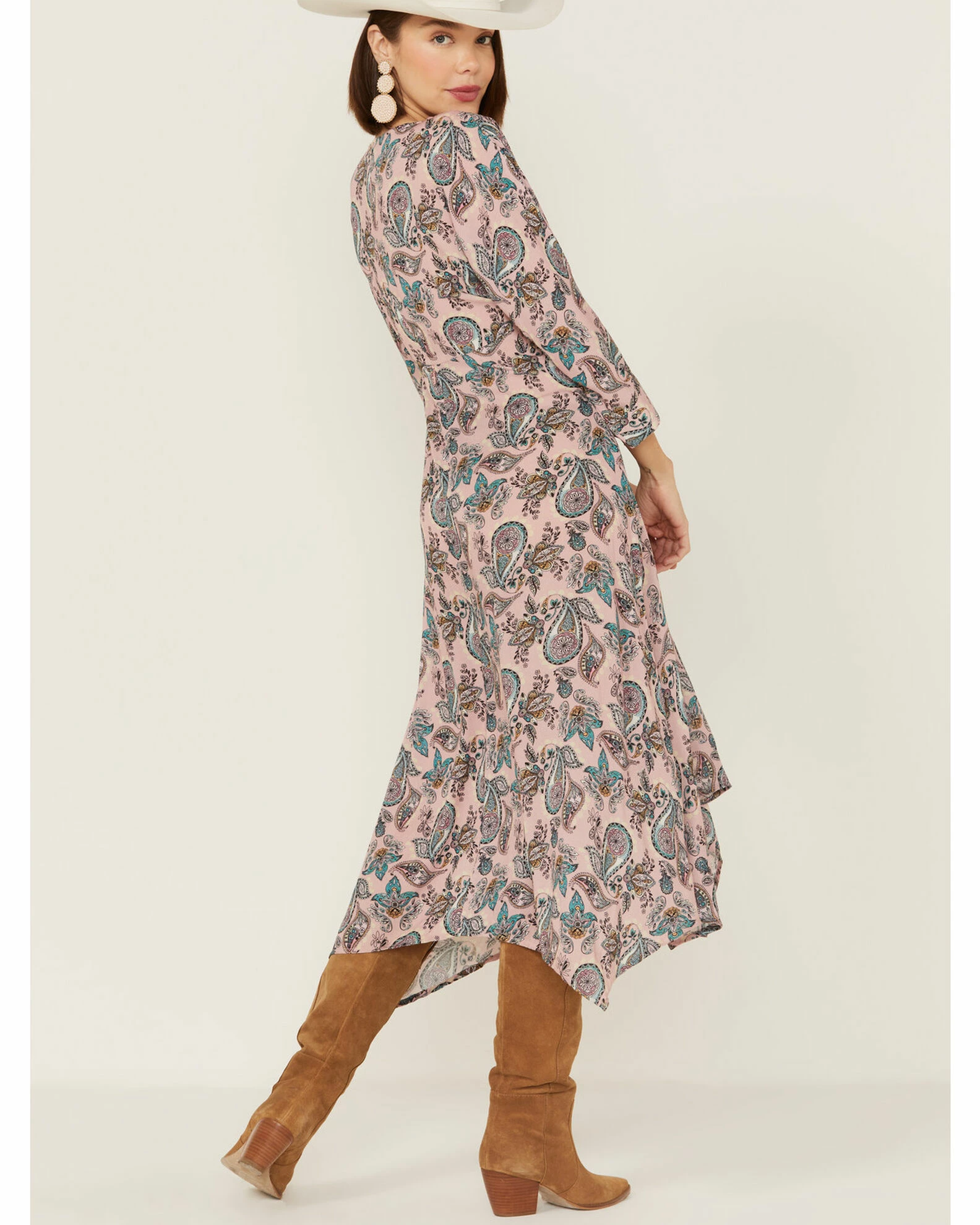 Roper Women's Romantic Prairie Paisley Print Midi Dress Pink 4 Roper Women's Romantic Prairie Paisley Print Midi Dress Pink - Image 3