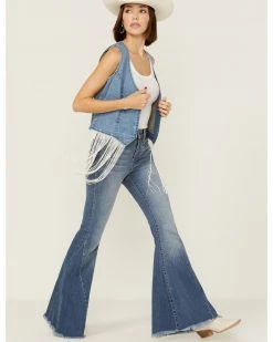 Roper Women's Denim Western Fringe HemĀ Vest