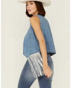 Roper Women's Denim Western Fringe Hem Vest -Roper Shop 2000358939 400 P3