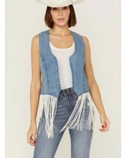 Roper Women's Denim Western Fringe Hem Vest -Roper Shop 2000358939 400 P4