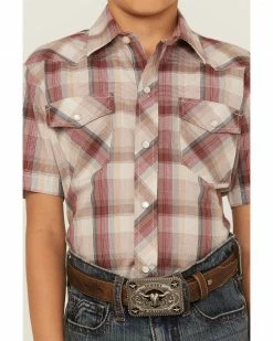 Roper Boy's Plaid Print Short Sleeve Snap Western Shirt For Boys' Brown 9 Roper Boy's Plaid Print Short Sleeve Snap Western Shirt For Boys' Brown -Roper Shop 2000359094 200 P3