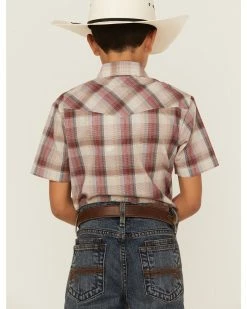 Roper Boy's Plaid Print Short Sleeve Snap Western Shirt For Boys' Brown 10 Roper Boy's Plaid Print Short Sleeve Snap Western Shirt For Boys' Brown -Roper Shop 2000359094 200 P4