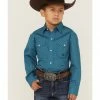 Roper Boys' Geo Print Long Sleeve Snap Western Shirt Sage -Roper Shop 2000359096 343 P1