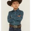 Roper Boys' Paisley Print Long Sleeve Snap Western Shirt  Green -Roper Shop 2000359097 300 P1