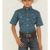 Roper Boys' Paisley Print Short Sleeve Button-Down Western Shirt Green 2 Roper Boys' Paisley Print Short Sleeve Button-Down Western Shirt Green -Roper Shop 2000359098 300 P1