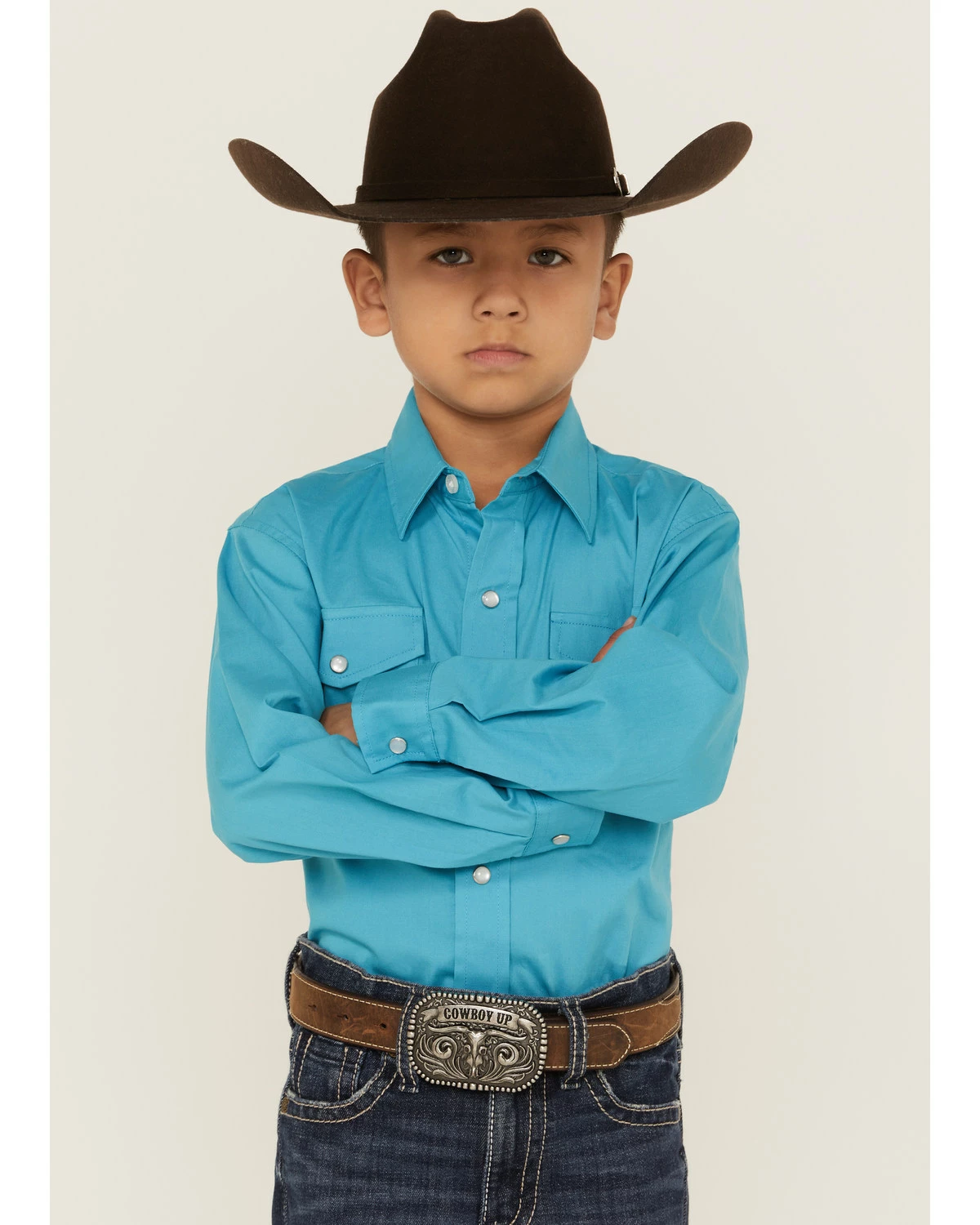 Roper Boys' Long Sleeve Snap Stretch Western Shirt Turquoise 7 Roper Boys' Long Sleeve Snap Stretch Western Shirt Turquoise - Image 5