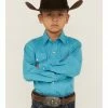 Roper Boys' Long Sleeve Snap Stretch Western Shirt Turquoise 1 Roper Boys' Long Sleeve Snap Stretch Western Shirt Turquoise -Roper Shop 2000359101 440 P1