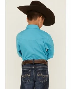 Roper Boys' Long Sleeve Snap Stretch Western Shirt Turquoise 10 Roper Boys' Long Sleeve Snap Stretch Western Shirt Turquoise -Roper Shop 2000359101 440 P4