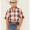 Roper Boys' Amarillo Plaid Print Short Sleeve Button-Down Shirt Red 1 Roper Boys' Amarillo Plaid Print Short Sleeve Button-Down Shirt Red -Roper Shop 2000359103 600 P1
