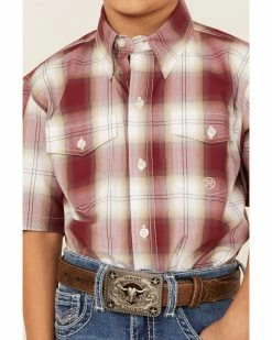 Roper Boys' Amarillo Plaid Print Short Sleeve Button-Down Shirt Red 9 Roper Boys' Amarillo Plaid Print Short Sleeve Button-Down Shirt Red -Roper Shop 2000359103 600 P3