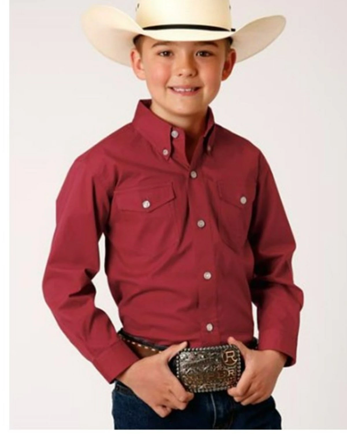 Roper Boys' Amarillo Long Sleeve Western Button-Down Shirt Red 5 Roper Boys' Amarillo Long Sleeve Western Button-Down Shirt Red - Image 3